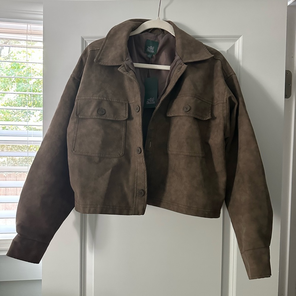 NWT: Brown suede, cropped jacket